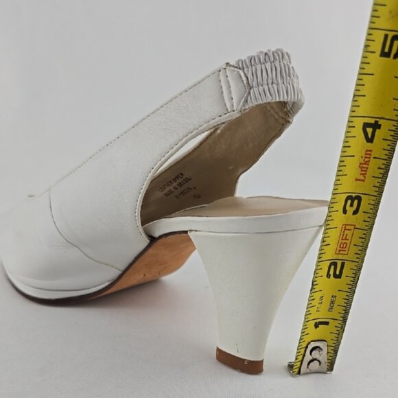 Enzo Angiolini Women's White Leather Slingback Peep Toe Heeled Shoes Size 6B - Picture 16 of 16